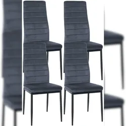 CLP 4er Set Esszimmerstühle Mayfair hellgrau/Samt