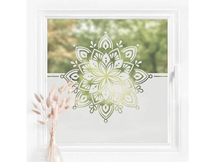 Bilderwelten Fensterfolie Sichtschutz Mandala Ornament 80 x 120 cm Milchglasfolie Sichtschutzfolie Fenster Folie Blickdicht Anti-UV Statisch Haftend Querformat