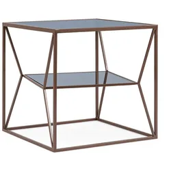 Couchtisch Hydra aus Metall und Glas, modern, dunkelbronze, 45x45 cm, quadratisch