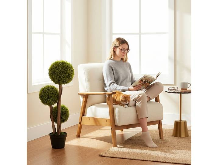 HOMCOM Buis Artificiel 3 Sphères 90cm Intérieur Extérieur Pot