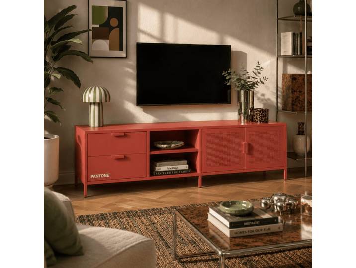 Meuble tv métal terracotta 200cm