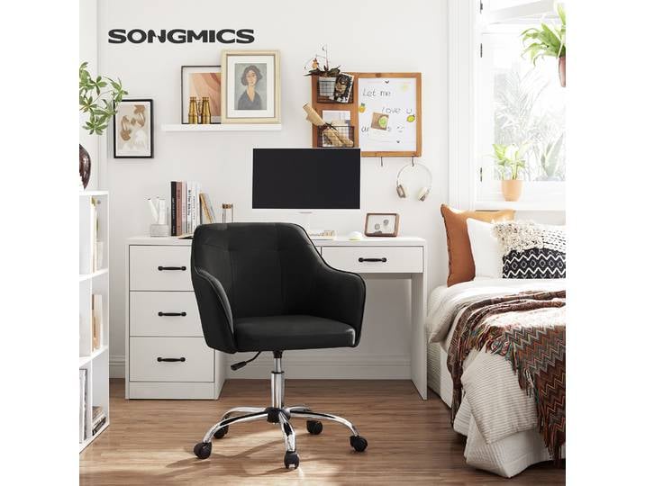 SONGMICS Chaise de Bureau, Fauteuil Ergonomique, Siège Pivotant, Réglable en Hauteur, Capacité 110 kg, Cadre en Acier, Tissu en Coton-Lin Respirant, pour Bureau, Chambre
