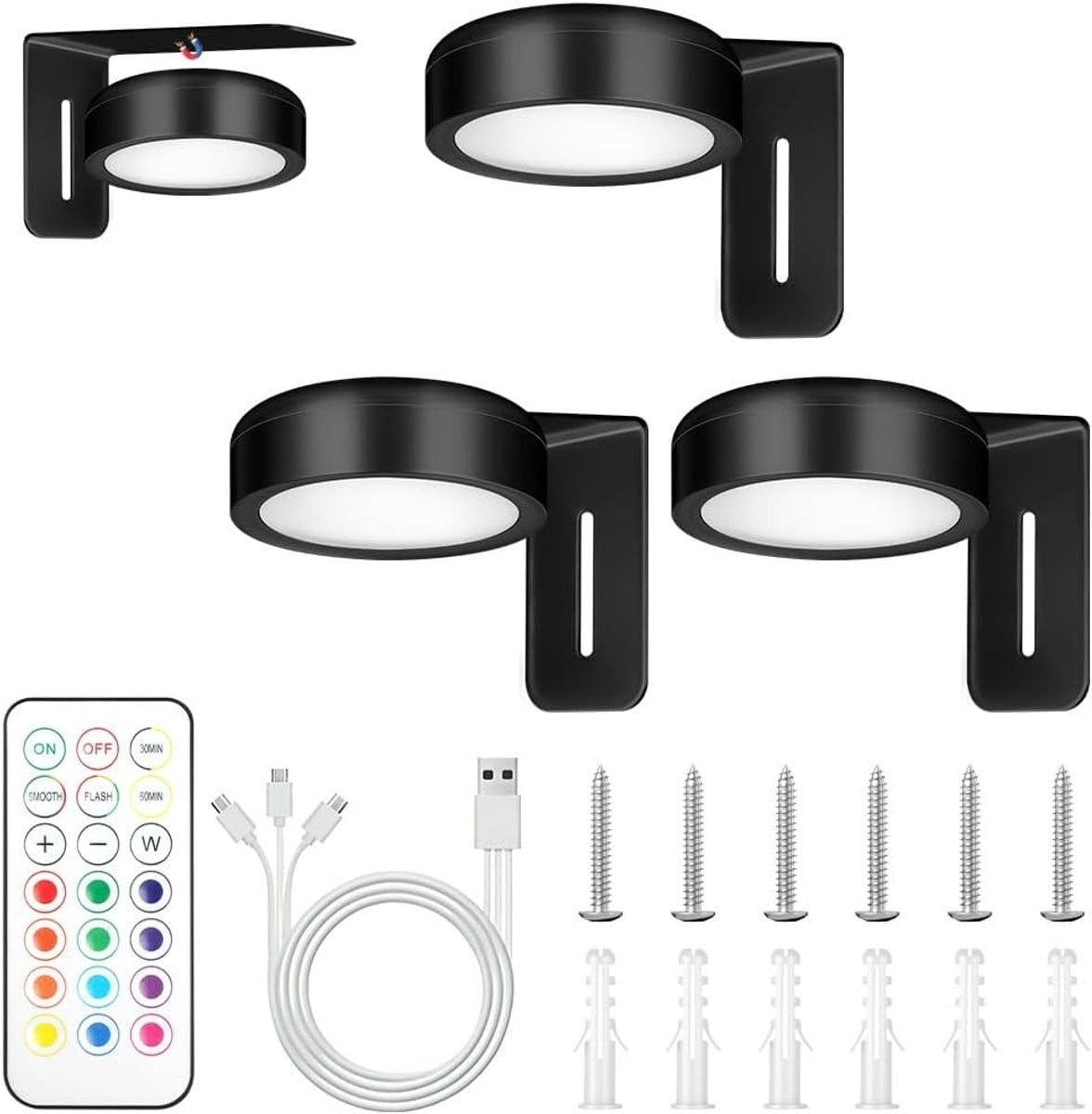 Magnetische Wandlamp voor Foto's met RGB-verlichting, Oplaadbare LED en Afstandsbediening