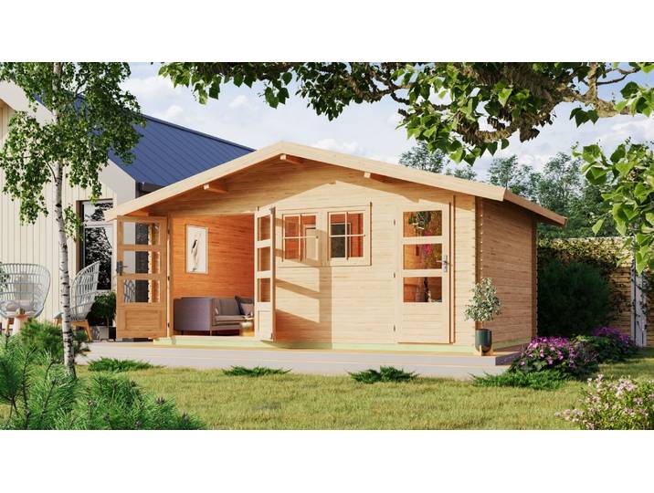 Karibu Gartenhaus Gerätehaus Blockhaus Lagor 2 naturbelassen 507x327x273 cm