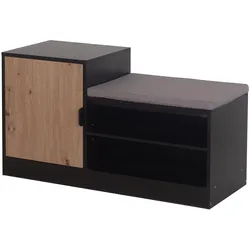 HTI-Living, Schuhschrank, Schuhregal mit Sitzpolster Dana Schwarz-Artisaneiche (100 x 39.50 x 55.20 cm)