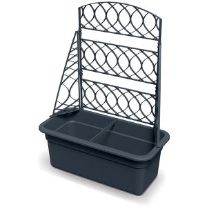 Prosperplast Bloma Pflanzkasten anthrazit, 58 x 28,8 x 22,5 cm, Kunststoff, Rankgitter