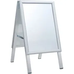 Kundenstopper SOLID-STOP A3 Outdoor, 25 mm Profil, Gehrungsecken Hochformat | silber, Aluminium