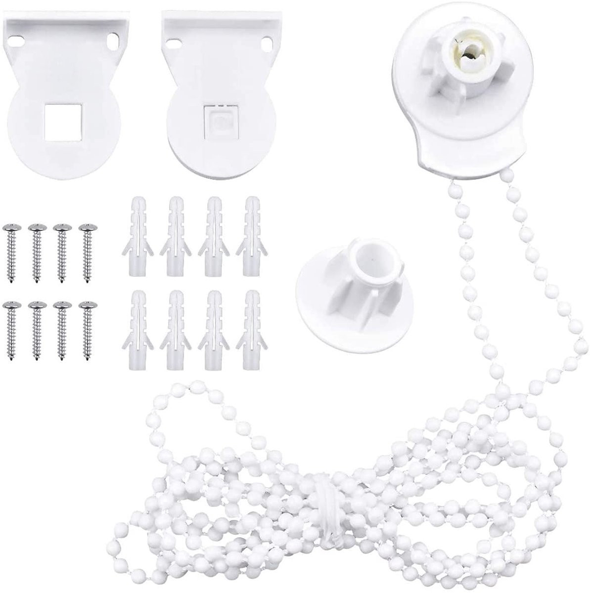 Dailygoods Rolgordijn Reparatieset voor Verduisteringsrolgordijnen met 25 mm Stangen en 2 meter Parelketting in Kunststof