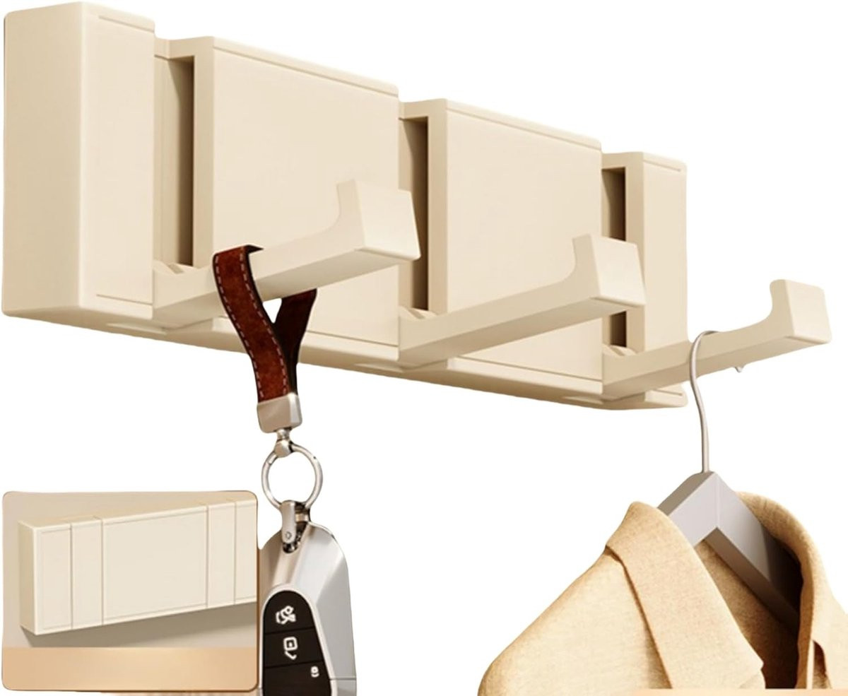 Merkloze Klaphaak Wandhaak Garderobe met 3 Haken - Melkwit