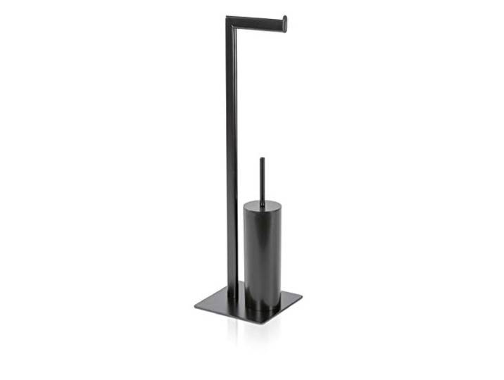 Möve Velvet Toilettenbürsten- / Papierhalter 20 x 20 x 71 cm aus beschichtetem Metall, Black