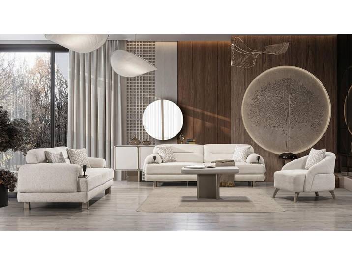 Xlmoebel Polstergarnitur Couchgarnitur Moderner Stil Designermodell Beige Wohnzimmer, (3-tlg., 3-tlg)