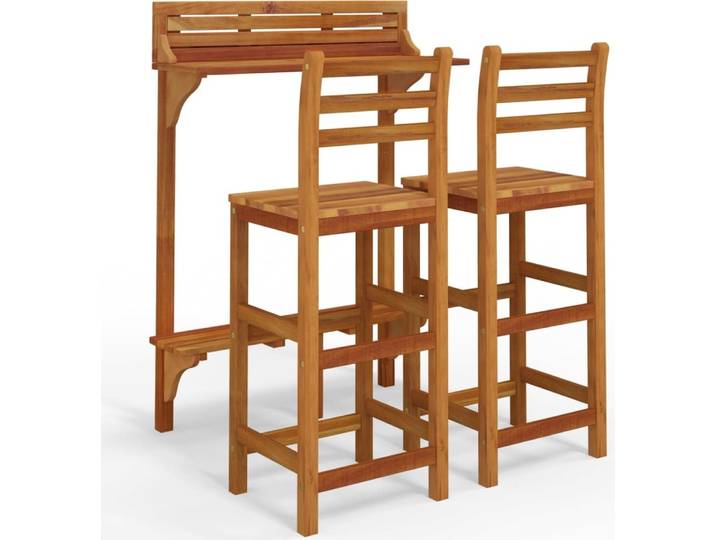 vidaXL Ensemble de 3 bars de balcon en bois massif d'acacia