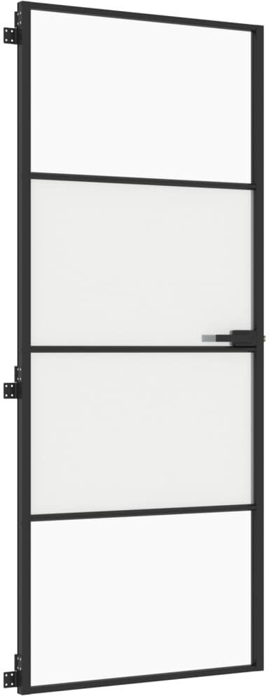 Latitude Run Aeri Glass Standard Door Black 201.5cm H x 83cm W