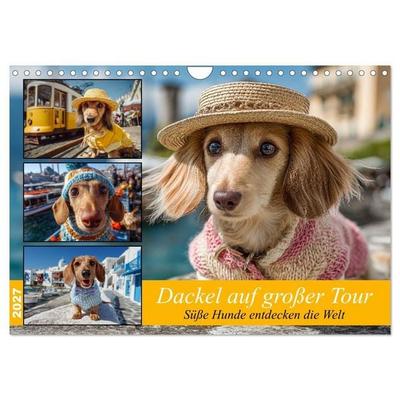 Dackel auf großer Tour - Süße Hunde entdecken die Welt (Wandkalender 2027 DIN A4 quer), CALVENDO Monatskalender