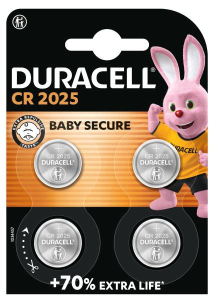 Duracell CR2025 elektronische lithium knoopcel 3V, 4 stuks
