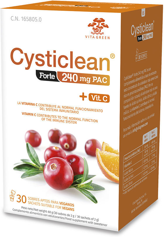 Cysticlean Forte avec sachets Pac et Vit C et Canneberge 30 unités