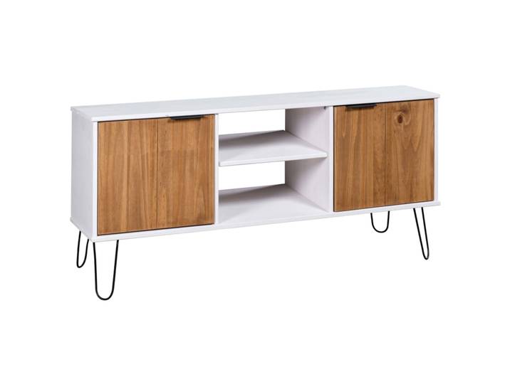 vidaXL TV-Schrank New York Weiß und Natur Massivholz Kiefer