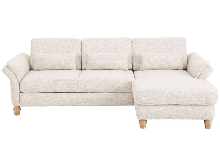 Ecksofa, Luxus-Microfaser Lederoptik, Beige, 266×164 cm, Sitztiefenverstellung, Klassisch, Home-affaire