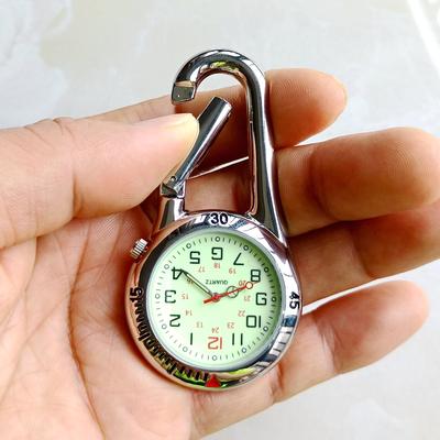 ModernMart Luminous Carabiner Pocket Watch Keychain Clip For Nurses Students And Outdoor Use silver