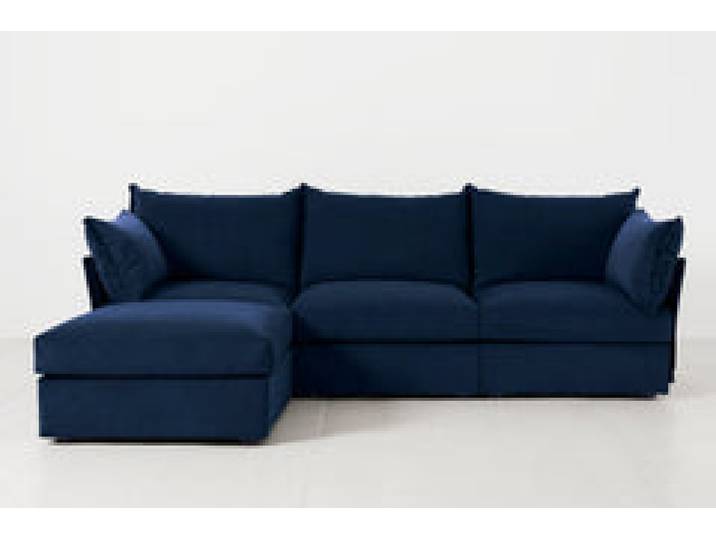 Dreisitzer-Sofa Model 06 mit Chaiselongue links, Indigoblau