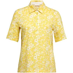 Poloshirt GOLDNER "Kurzgröße Pikee-Druckpoloshirt", Damen, Gr. 23, weiß (margerite, weiß), Obermaterial: 100% Baumwolle CO., normal, Sonstiges, Shirts, Ohne