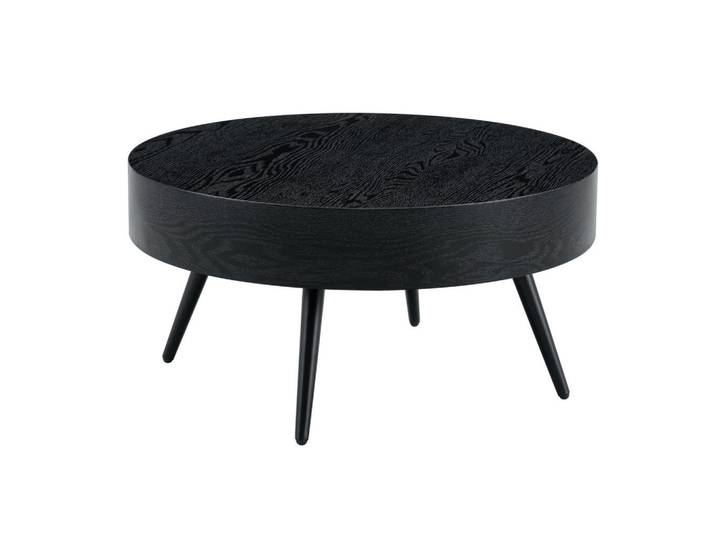 Okwish Couchtisch 70/70/35,5 cm Schwarz aus Holzwerkstoff und Metall mit verstellbaren rutschfesten Füßen, 70x35.5x70 cm, Wohnzimmer, Wohnzimmertische, Couchtische
