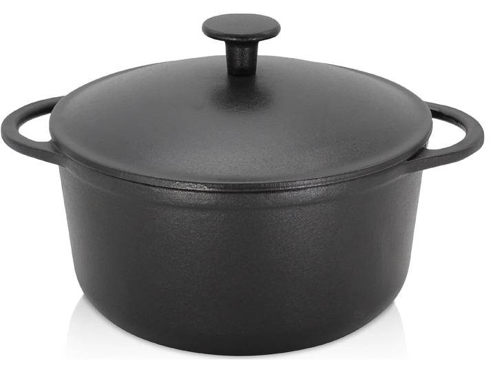 Fleischtopf KRÜGER Eisenguss Fleischtopf mit Deckel RUSTICA , schwarz, H:11,3cm Ø:20cm, Töpfe, Fleischtopf, für Induktions-Kochfelder geeignet