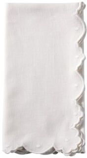 Saro Scalloped Edge Linen Blend Napkins (Set of 4) - Decorative Dinner Napkins for Everyday Dining & Elegant Entertaining
