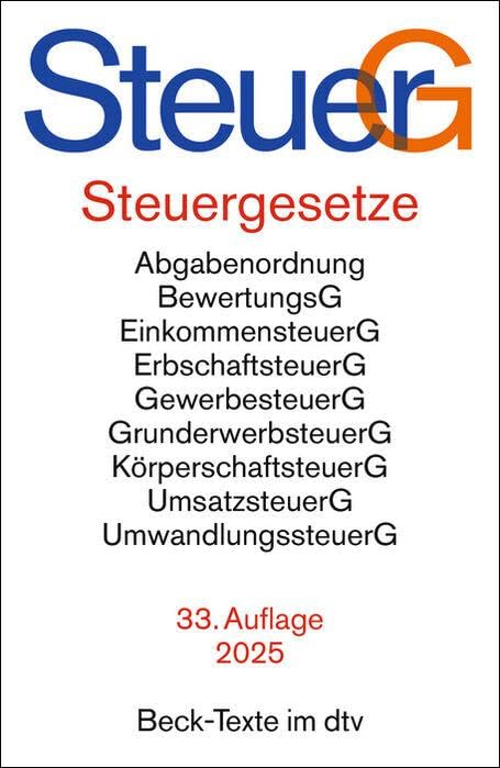 Steuergesetze: Abgabenordnung, Bewertungsgesetz, Einkommensteuer einschließlich Nebenbestimmungen sowie Einkommensteuer-Tabellen, Erbschaftsteuer, ... Umwandlungssteuer u.a. (Beck-Texte im dtv) - Preis vom 11.10.2026 03:10:56 h