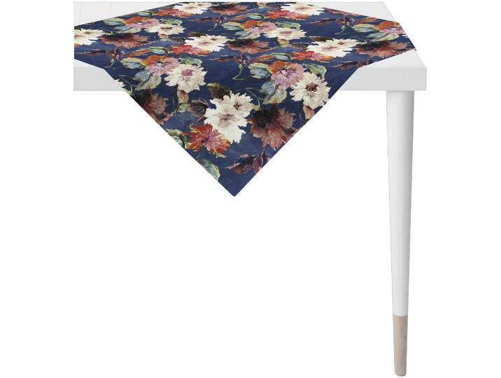Mitteldecke APELT 5600, Herbstdekoration mit Blumenmuster, harmonische Farbkombination , bunt (blau, bunt), B:85cm L:85cm, Baumwolle, Tischdecken, Mitteldecke, Digitaldruck, Blumenmuster