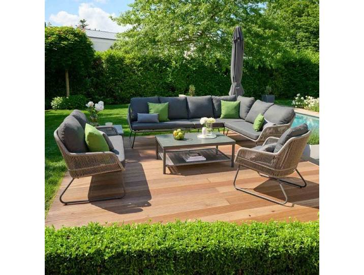Siena Garden Kansas Ecklounge inkl. Loungetisch Aluminium/Gardino-Geflecht Dunkelgrau