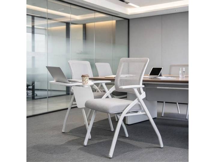 PIPIPOXER Chaise de réunion pliable tablette pivotante chaise formation entreprise salle de réunion dossier maille respirante