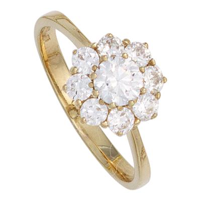 Goldring JOBO Gr. 56, gelb (gelbgold 375), Fingerringe, Damen, 56, Gelbgold 375, Goldring, 375 Gold mit Zirkonia