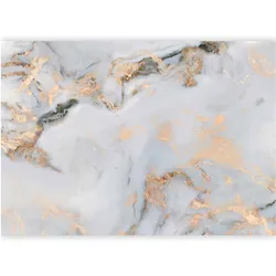 Artgeist, Tapete, Fototapete - White Stone - Elegant Marble With Golden Highlights (150 x 105 cm)