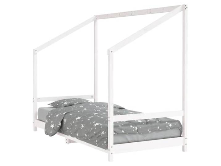 FDSAQOPT Weiß 90x190 cm Massivholz Kiefer Massives Kiefernholz, Lattenrost inklusive, geringe Einstiegshöhe, Rahmen für Bettvorhänge, Klein