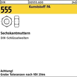Sechskantmutter DIN 555 M10 Polyamid 100 Stück