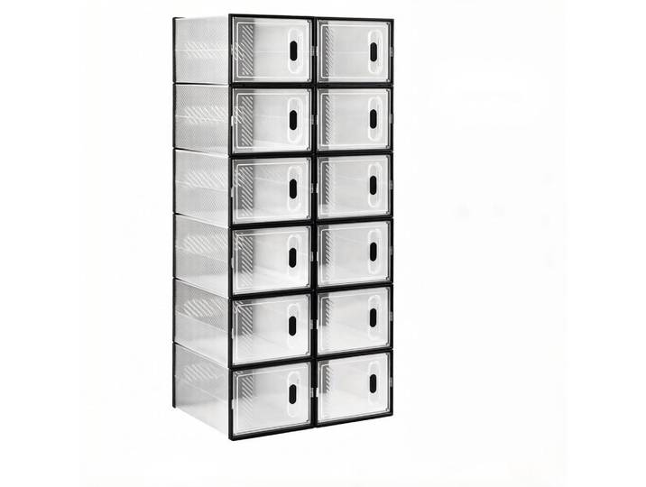 ComfortXL Schuhboxen De-38057 25/35,5/18,5 cm 12er-Set stapelbar transparent, Schwarz, Kunststoff, 50x111.5x35.5 cm, Garderobe, Schuhaufbewahrung, Schuhregale