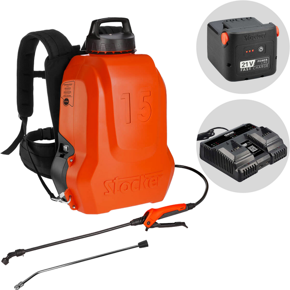 Stocker Ergo 15 L - Pompa irroratrice a spalla a batteria - 21 V/ 4 Ah