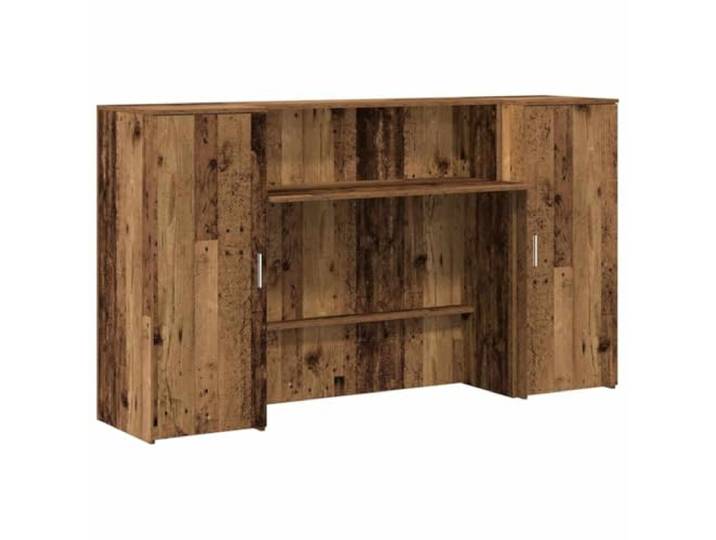 Empfangsschreibtisch aus Holz, 180 x 50 x 103,5 cm, mit Aufbewahrung Feuchtigkeitsbeständige Oberfläche, diskrete Theke, geräumiger Schrank, Wandbefestigung inklusive, vielseitig einsetzbar