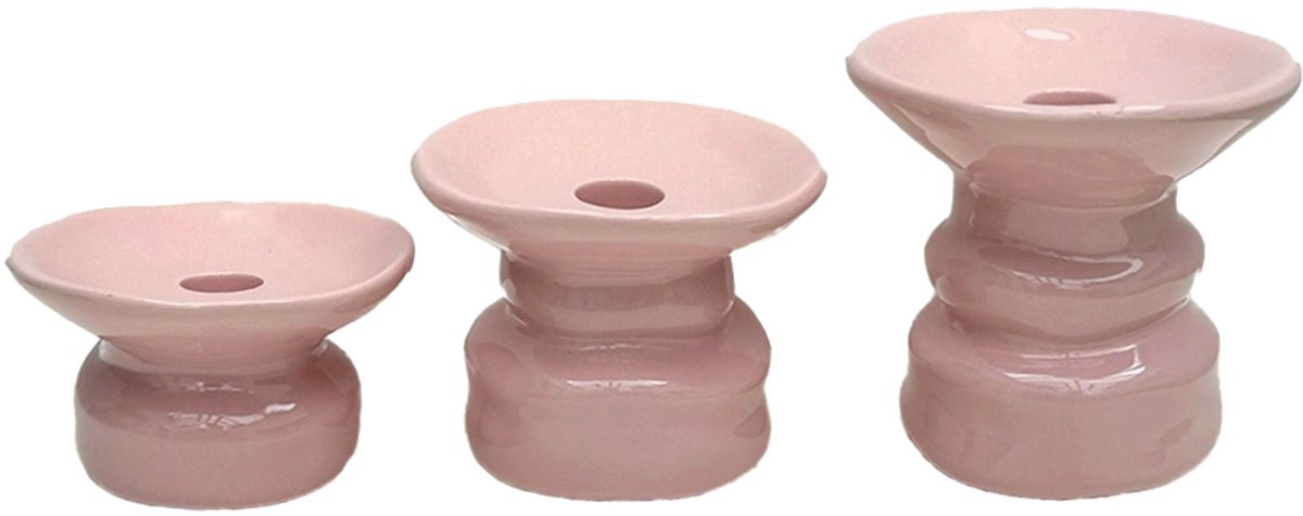 OPJET Padre roze keramische kandelaar set van 3