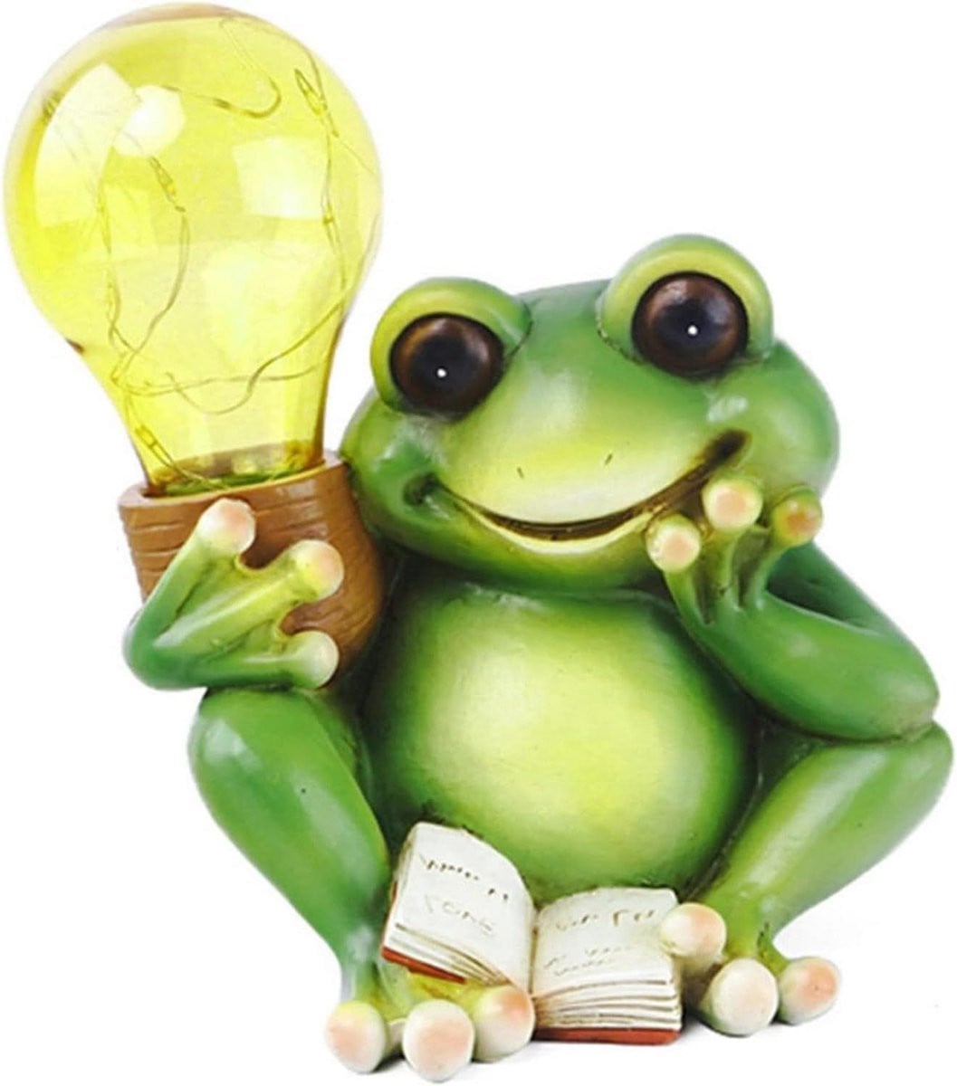 Groen Tuinbeeld Kikker met Zonne-energie Verlichting