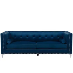 3-SITZER-SOFA Samtstoff Marineblau Avaldsenes