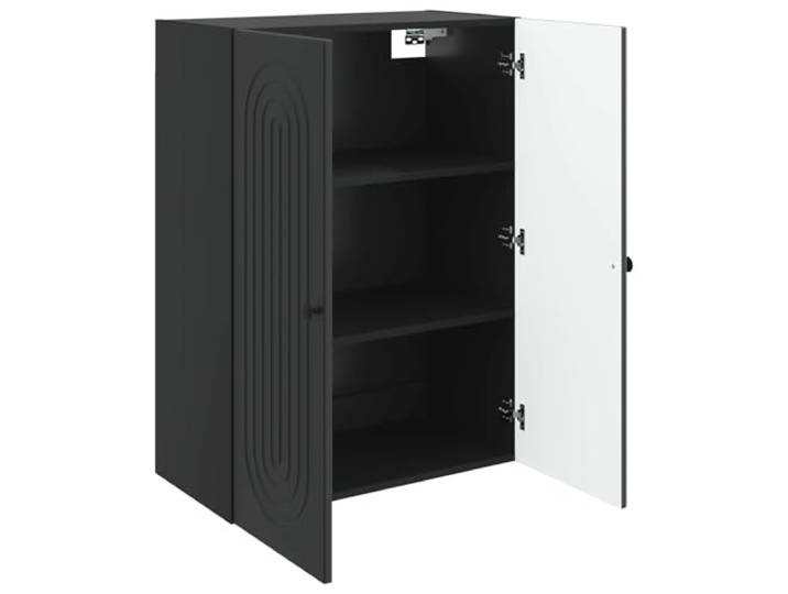 KTHLBRH Wandschrank schwarz 66 x 34,5 x 90 cm aus technischem Holz 2 Regale, 2 Türen, 90° Türen, Vintage-Stil, Wandmontage, Griff aus Metall