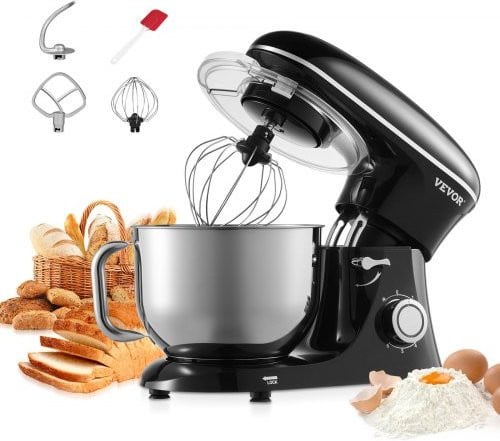 VEVOR Keukenmachine 1400W met 5,68L RVS Kom en Kantelbare Kop, Zwart