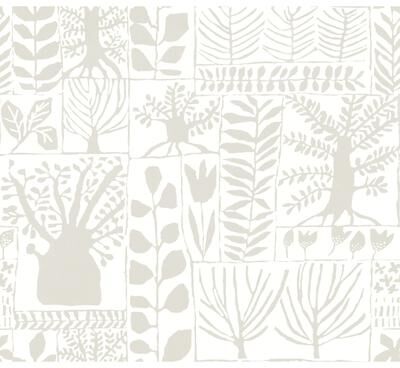 Inspired by Color Primitive Trees White & Cream Wallpaper