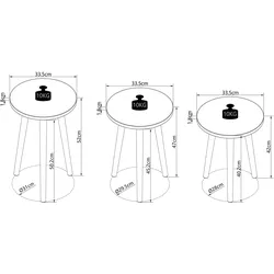VCM, Couchtisch + Beistelltisch, 3-tlg. Beistelltisch Set Rund Barila (34 x 52 cm)