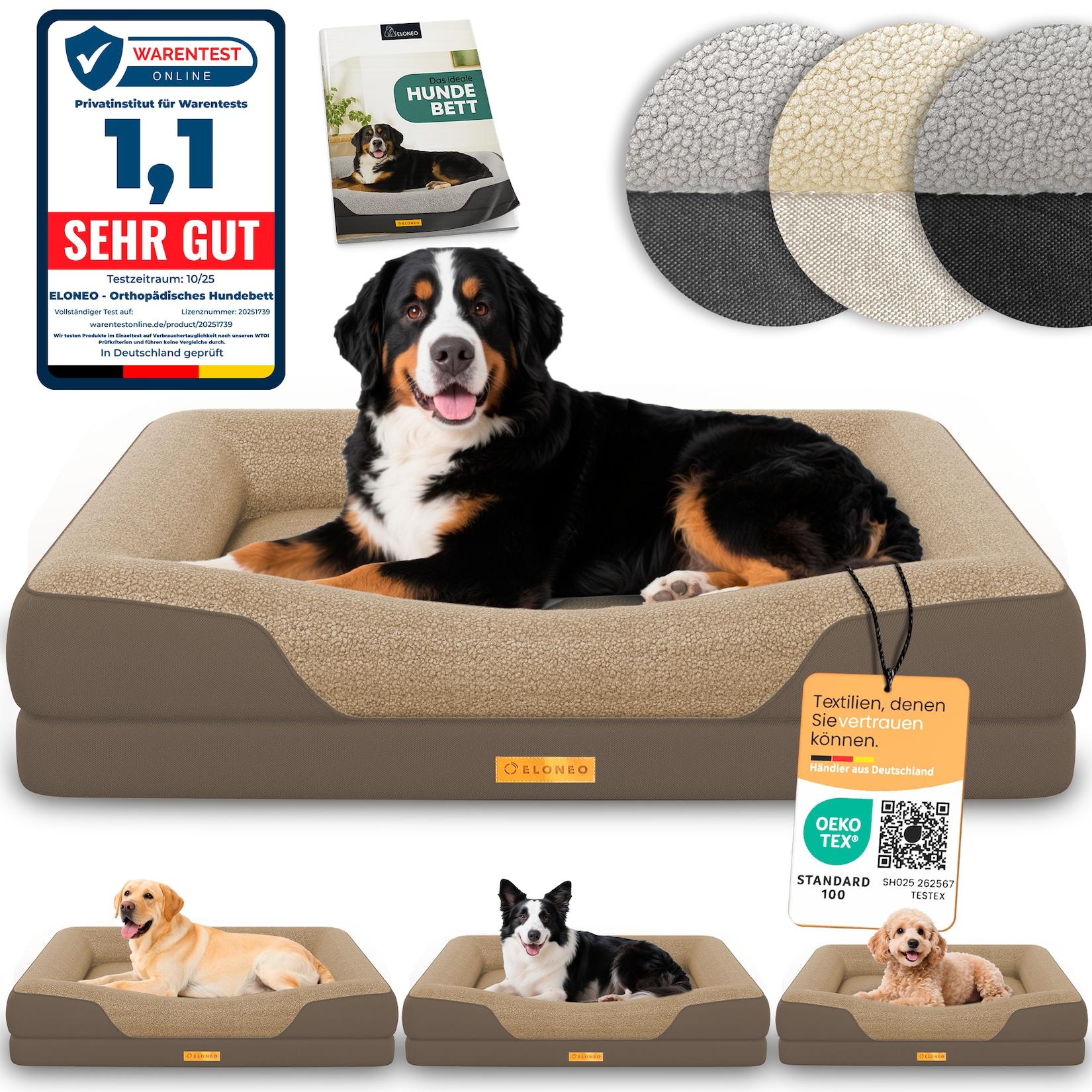 ELONEO Orthopädisches Hundebett, Braun - Größe XL