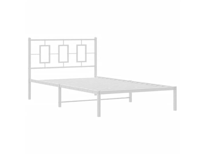 KTHLBRH Einzelbett Metall weiß 107 x 203 cm Bettgestell mit Kopfteil, Gestell aus Stahl, Lattenrost inklusive, Bodenabstand 26 cm