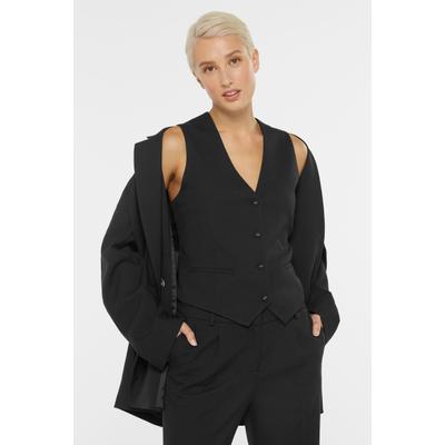 Anzugweste SENSES.THE LABEL, Damen, Gr. M, schwarz, Web, Material: 84% Polyester, 13% Viskose, 3% Elasthan, Futter: 100% Satin, unifarben, slim fit kurz, Westen Anzugweste, leicht tailliert geschnitten