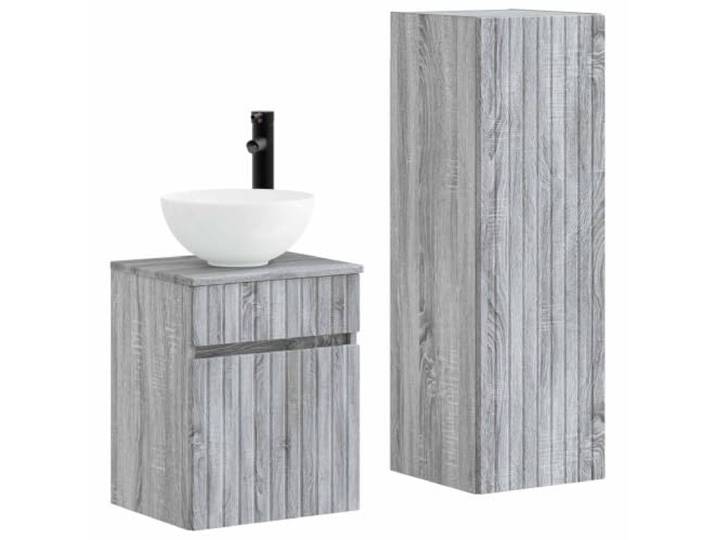 Badezimmermöbel-Set Sonoma, 2-teilig, grau, Wandschrank Minimalistisches Design, umkehrbare Türen, verstellbare Regale, Engineered Holz, Wandmontage, kompakte Badezimmer